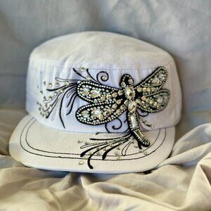 Hat~Rhinestone~Dragonfly~Cadet style~adjustable velcro back